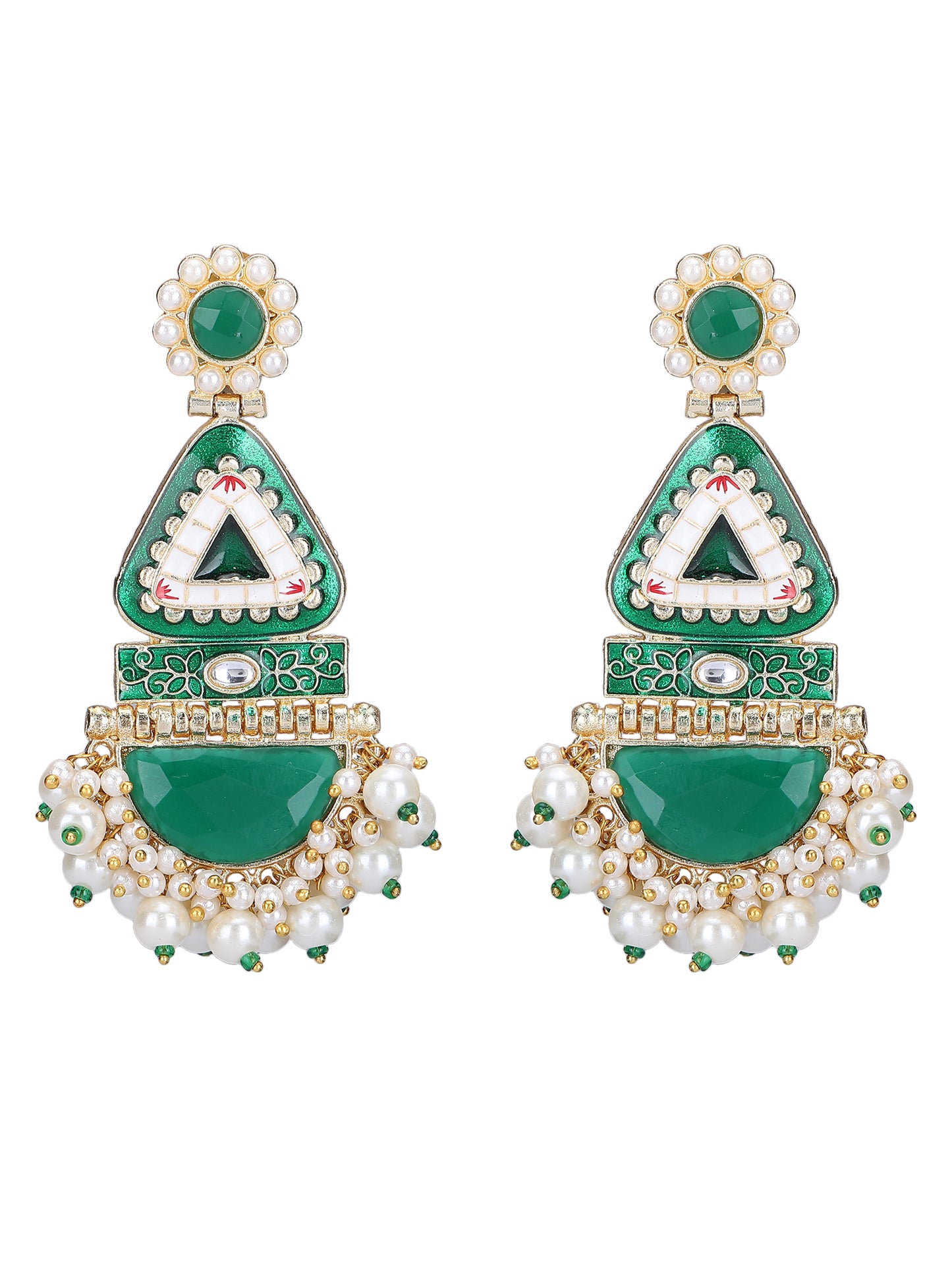 Gold-Plated Kundan Austrian Diamond Drop Earrings