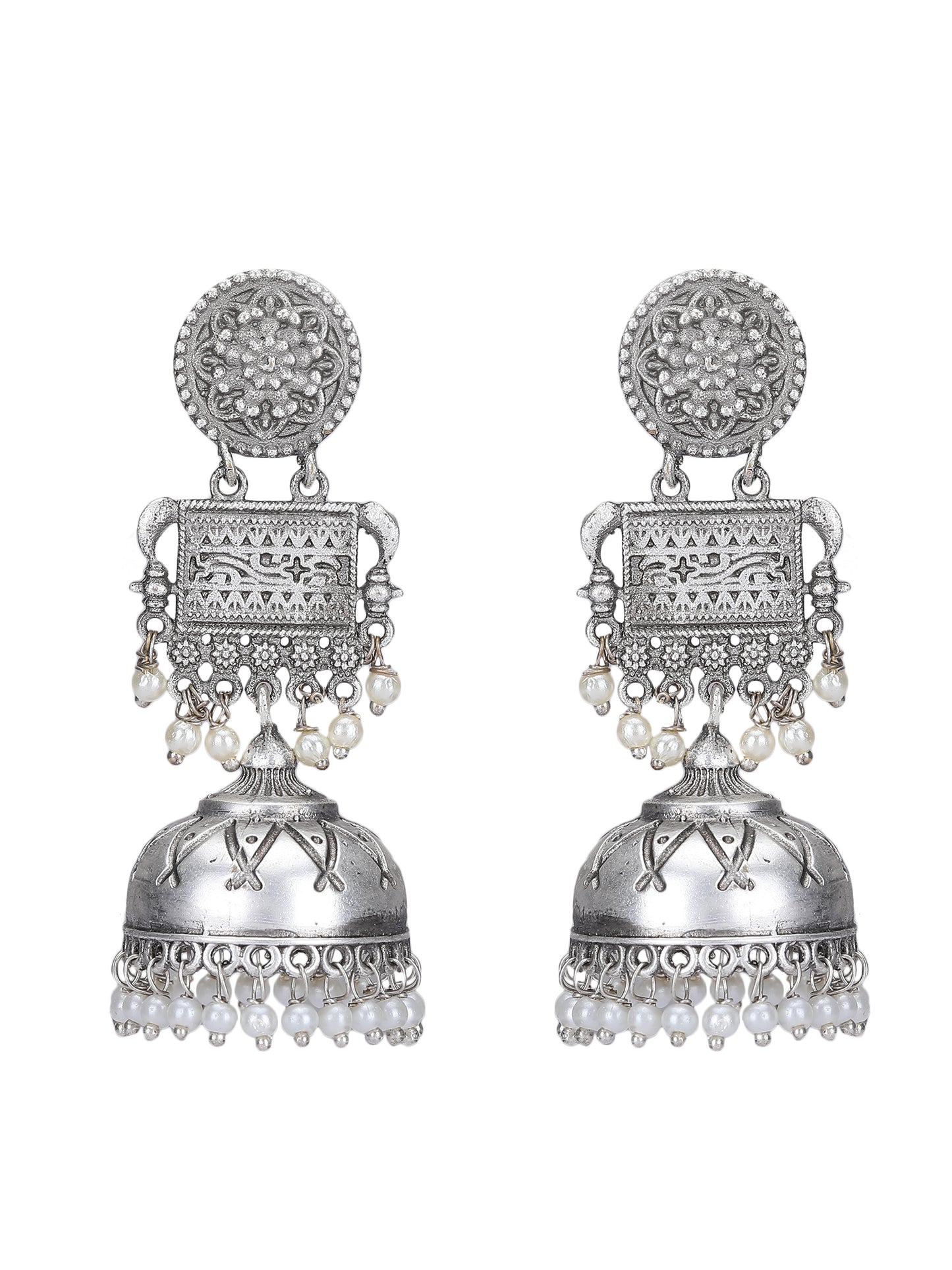 Classic Oxidized Silver Jhumka Earrings for Women & Girls