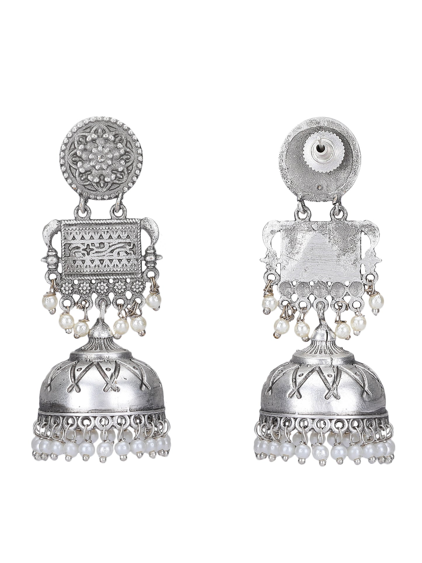 Classic Oxidized Silver Jhumka Earrings for Women & Girls
