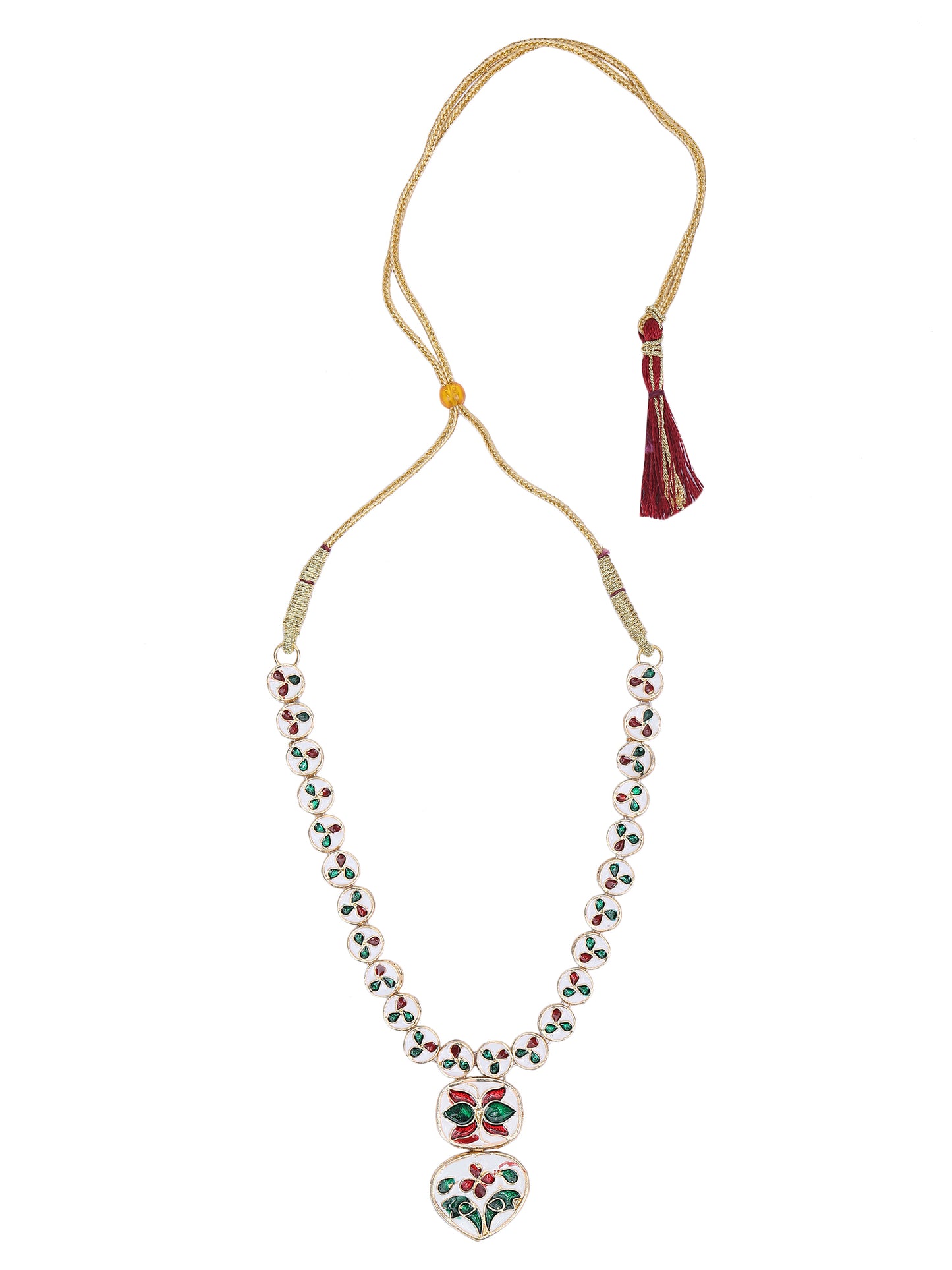 Gold-Tone Kundan Polki Necklace and Earrings Set
