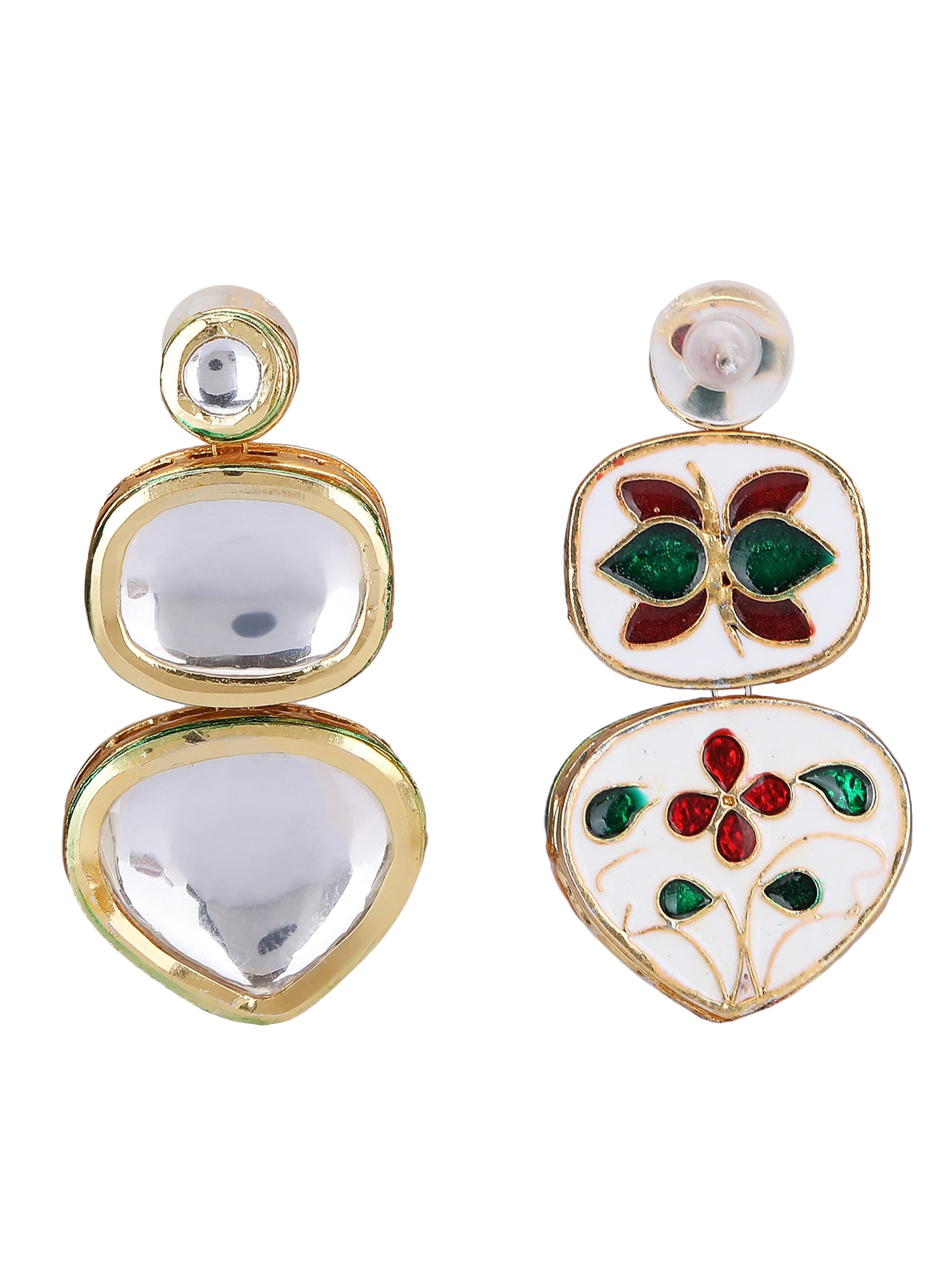 Gold-Tone Kundan Polki Necklace and Earrings Set