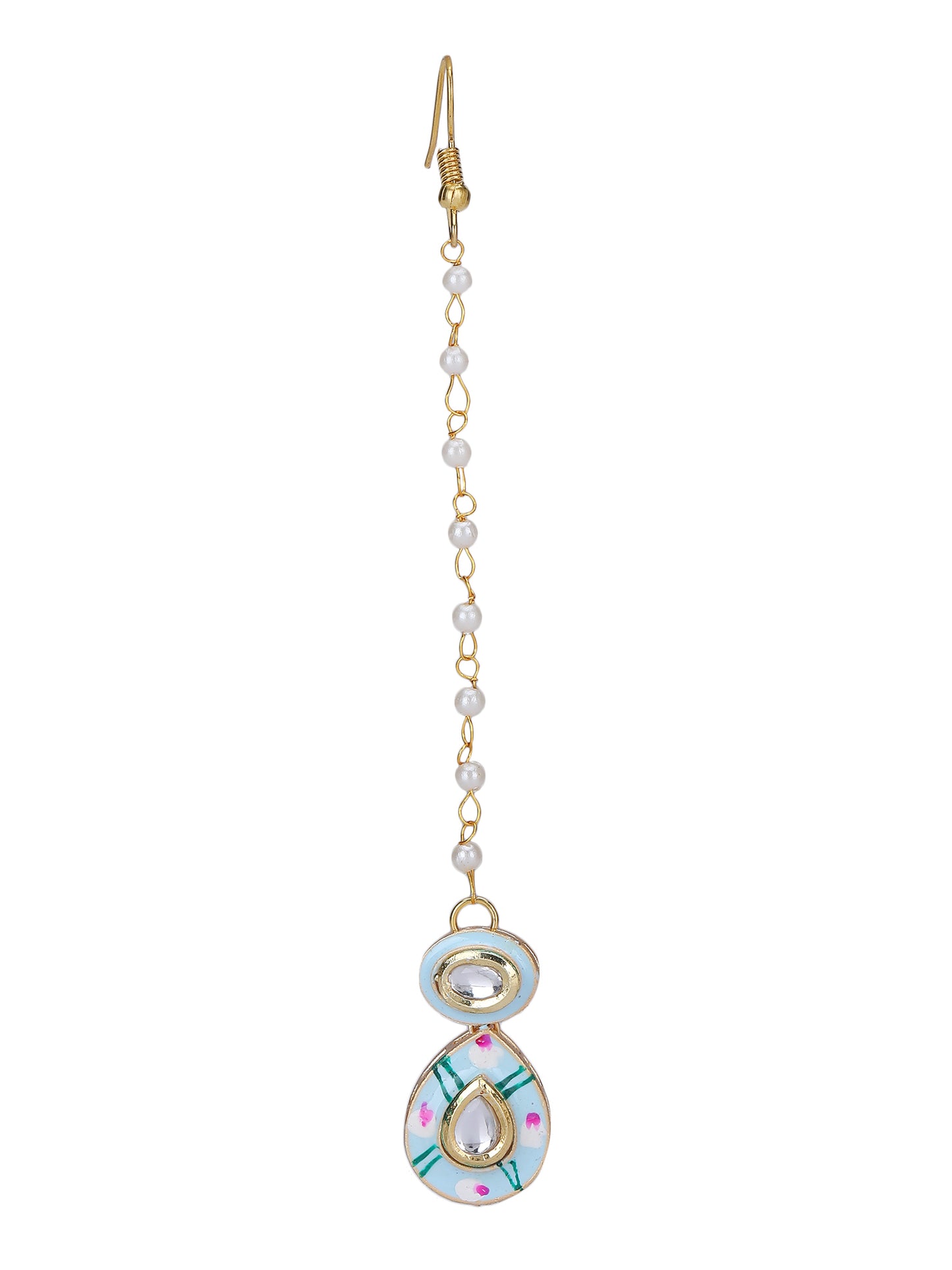 Gold-Plated Kundan Necklace Set with Enamel Detailing