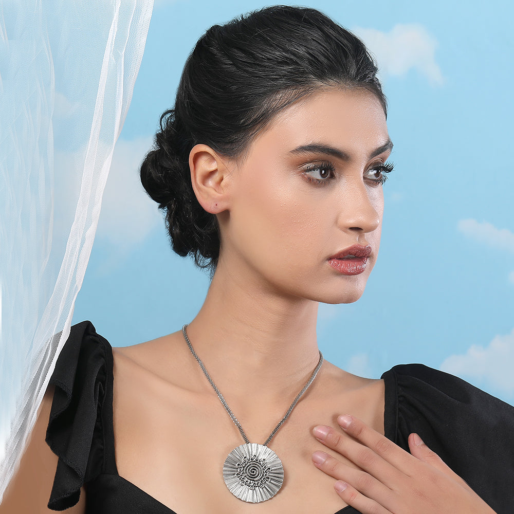Antique Silver Statement Pendant Necklace