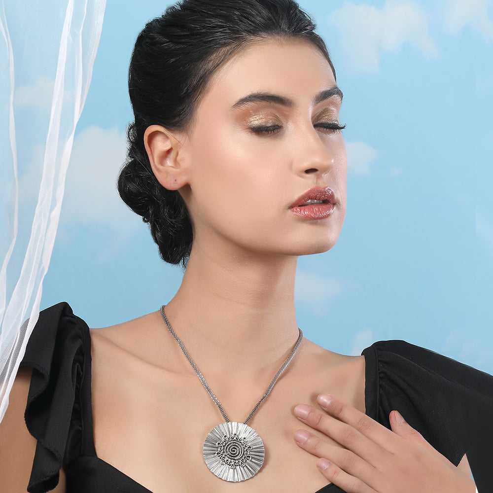 Antique Silver Statement Pendant Necklace