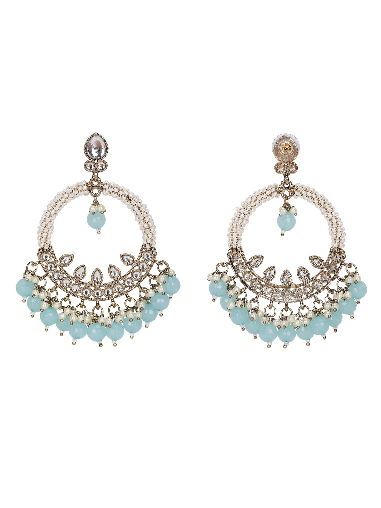 Elegant Pearl & Aqua Beaded Hoop Earrings