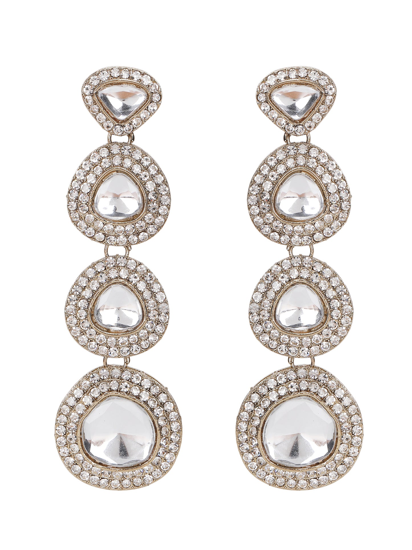 Luxury Kundan Crystal Drop Statement Earrings