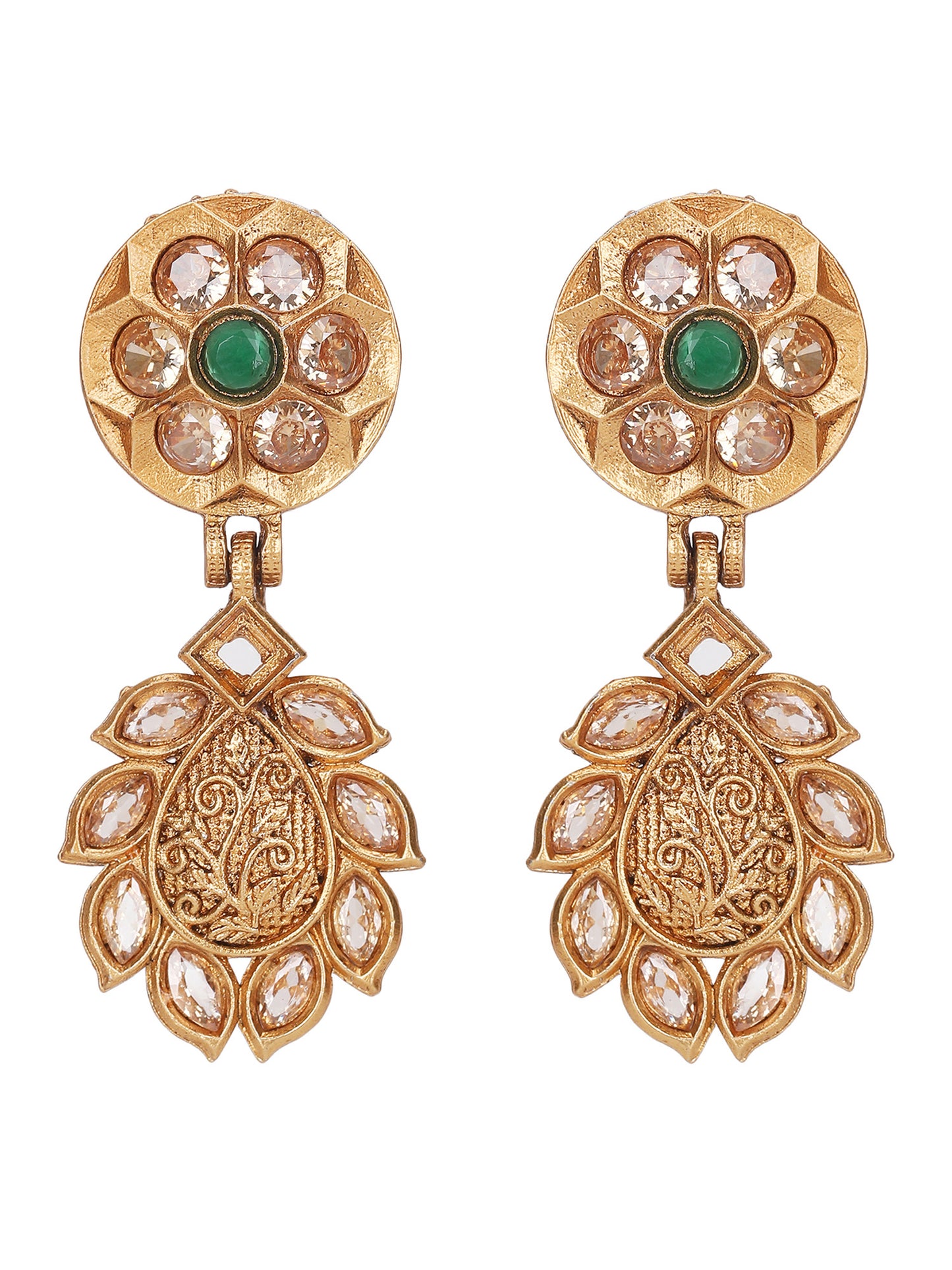 Oxidized Gold-Plated Necklace Set with Intricate Detailing