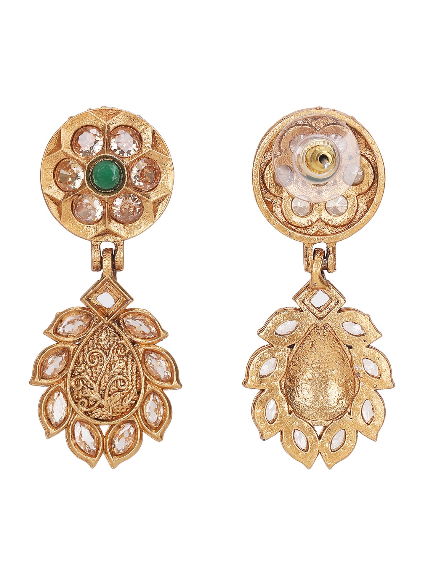 Oxidized Gold-Plated Necklace Set with Intricate Detailing