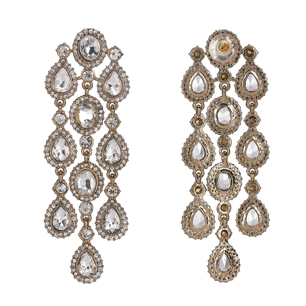 Luxurious Crystal Chandelier Earrings with Gold-Tone Finish