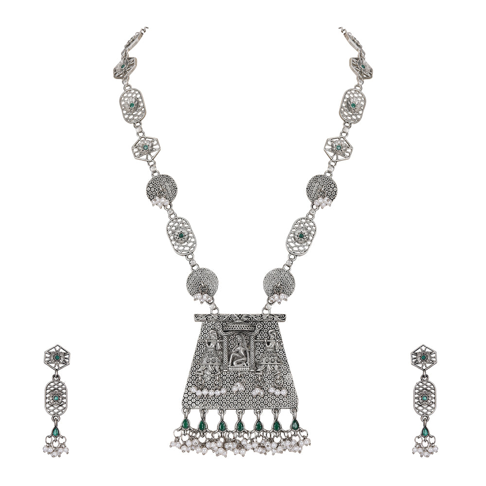 Antique Silver Tribal Necklace & Earring Set