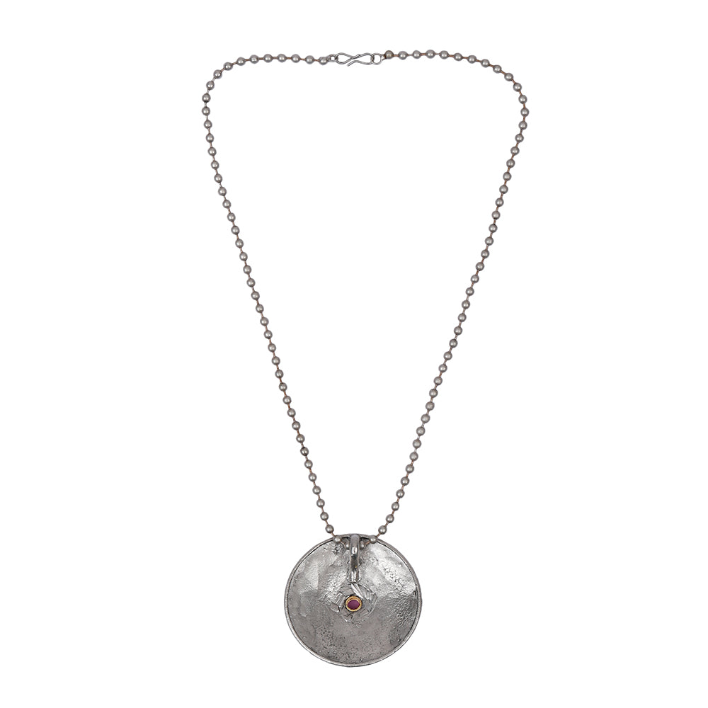 Antique Silver Medallion Pendant Necklace