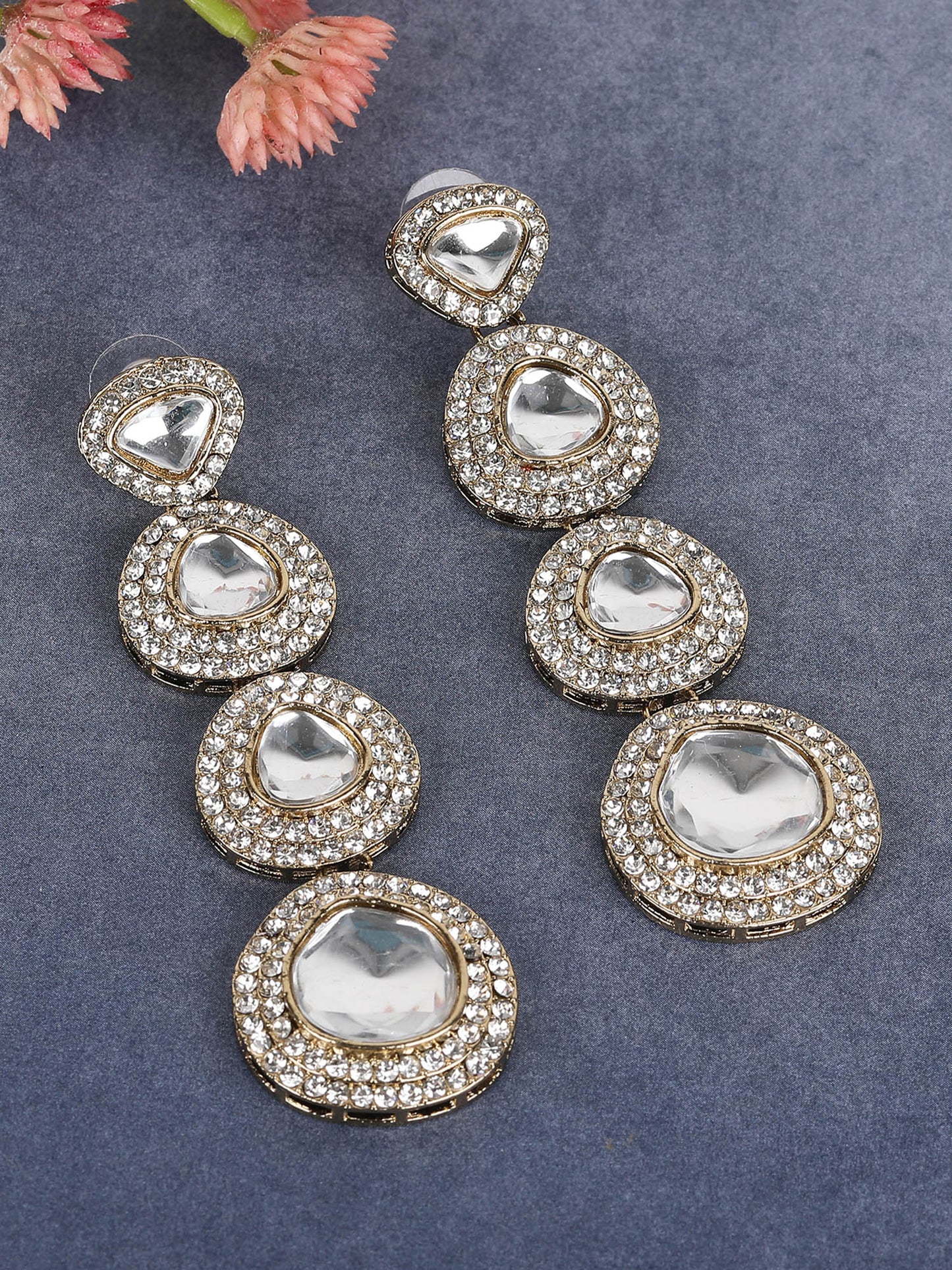 Luxury Kundan Crystal Drop Statement Earrings