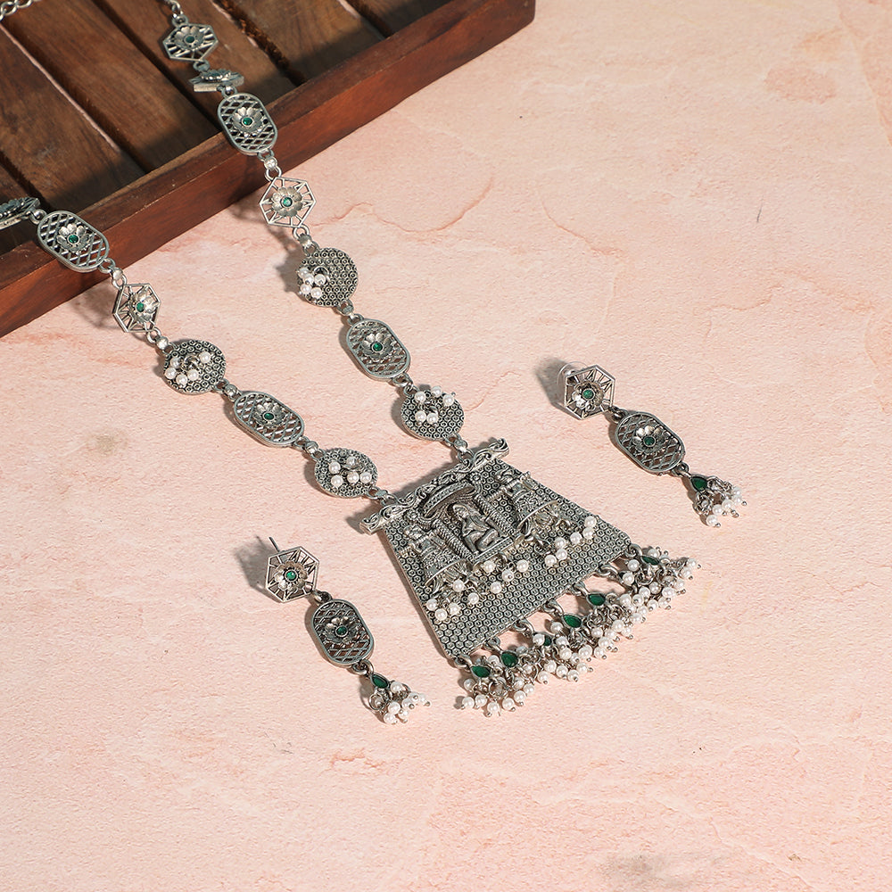 Antique Silver Tribal Necklace & Earring Set