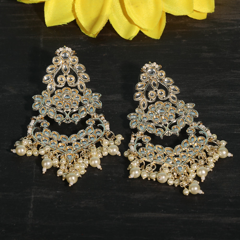 Luxury Kundan & Pearl Chandelier Earrings