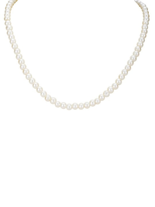 Gold-Plated Pearl Beaded Necklace Set with Earrings