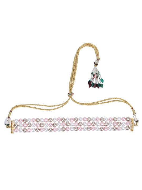 White & Gold-Plated Multicolor Pearl Layered Necklace