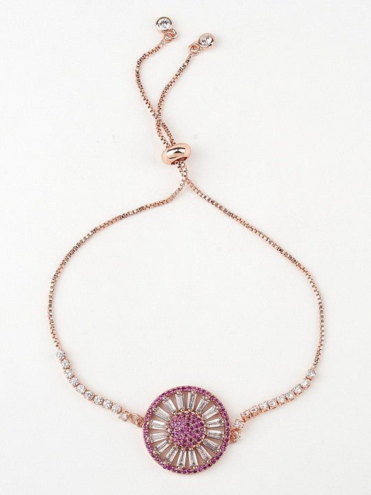 Gold-Plated American Diamond Zircon Rakhi Bracelet