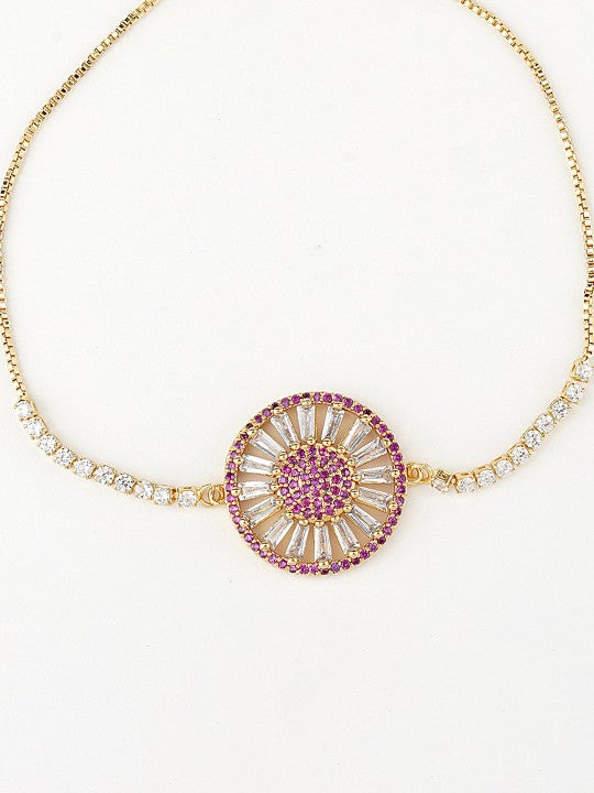 Rhodium-Plated American Diamond Zircon Rakhi Bracelet