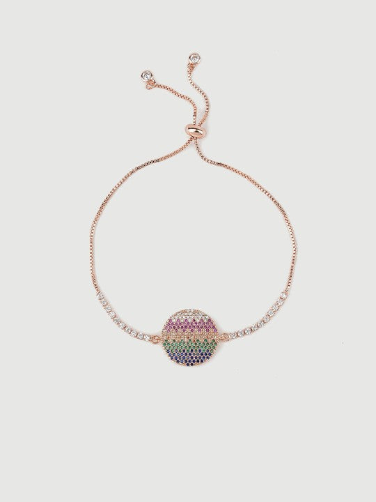 Rhodium-Plated Multicolor Zircon Rakhi Bracelet