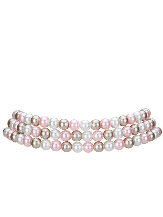 White & Gold-Plated Multicolor Pearl Layered Necklace