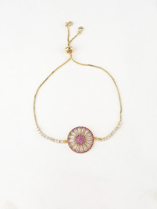 Rhodium-Plated American Diamond Zircon Rakhi Bracelet