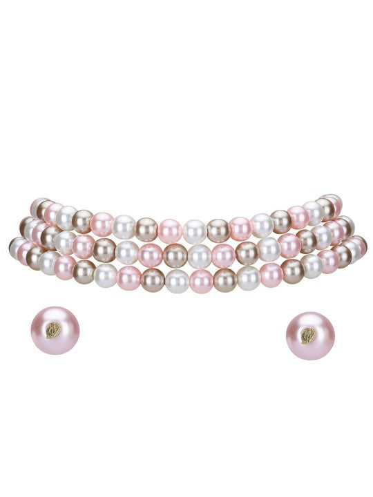 White & Gold-Plated Multicolor Pearl Layered Necklace