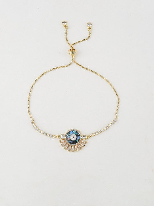 Elegant Blue Zircon Rakhi Bracelet with Rhodium Plating