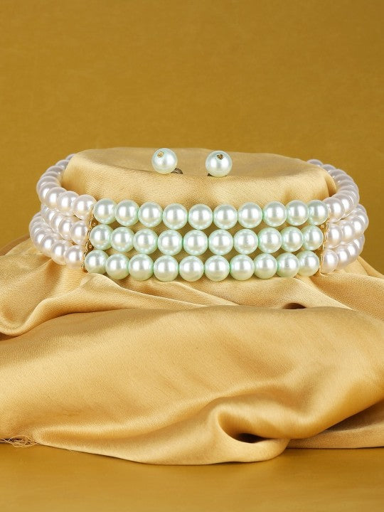 Gold-Plated Layered Pearl Necklace Set
