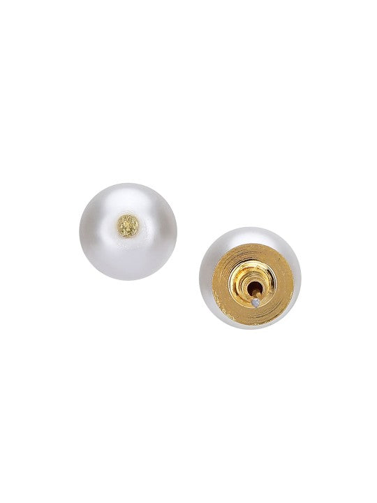Elegant Gold-Plated Pearl Layered Necklace & Studs Set