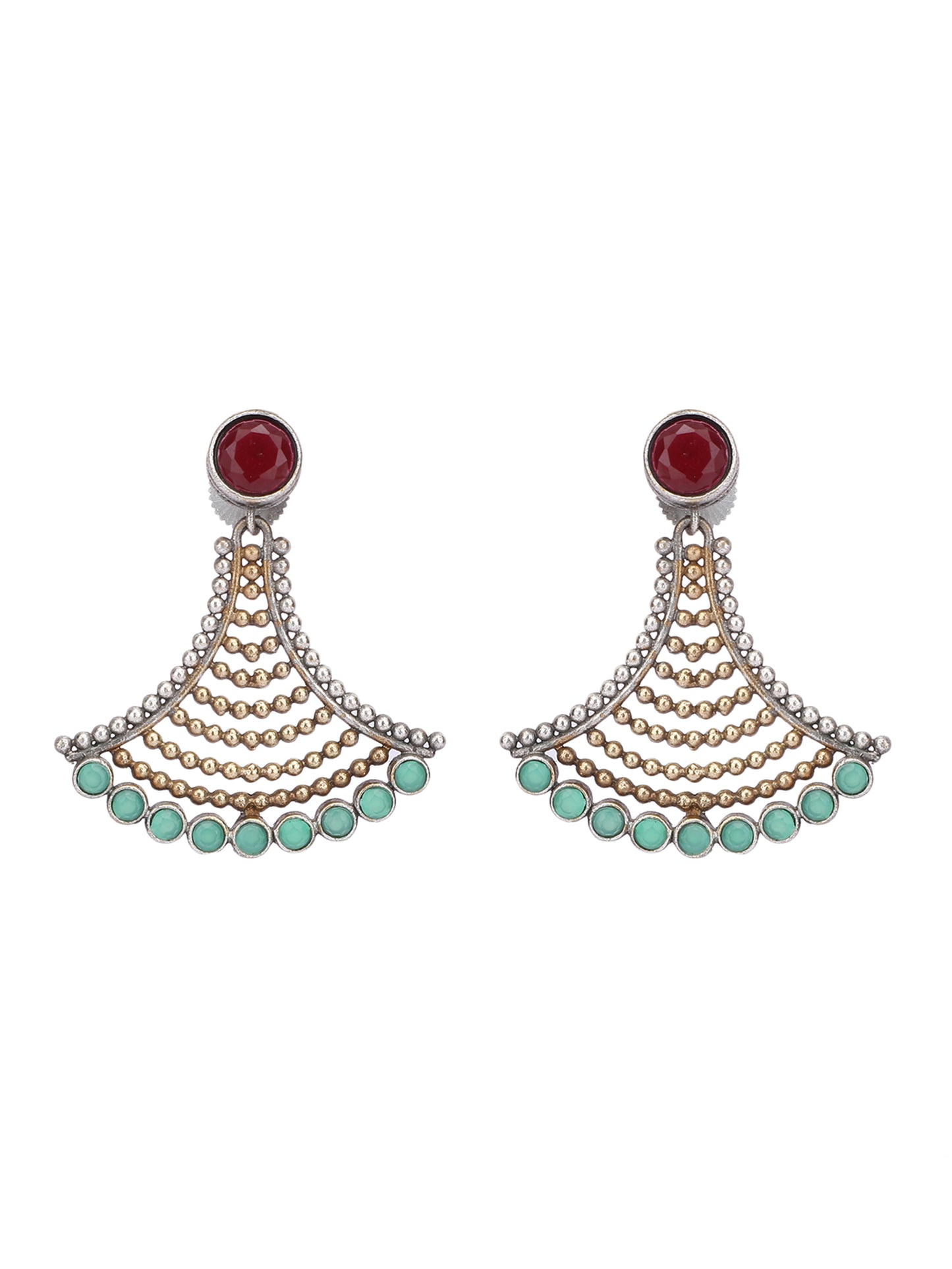 Elegant Oxidized Red and Green Earrings for Women