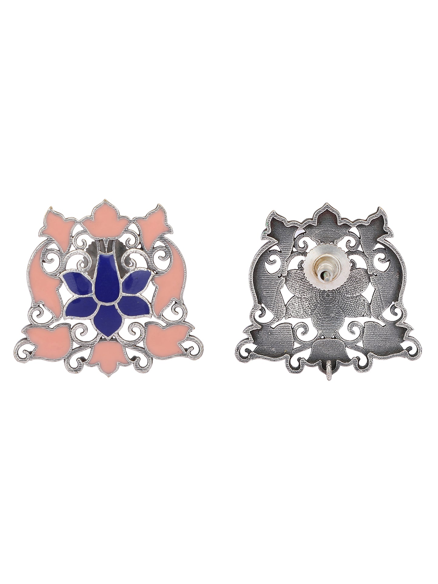 Elegant Oxidized Pink and Blue Earrings Set for Women