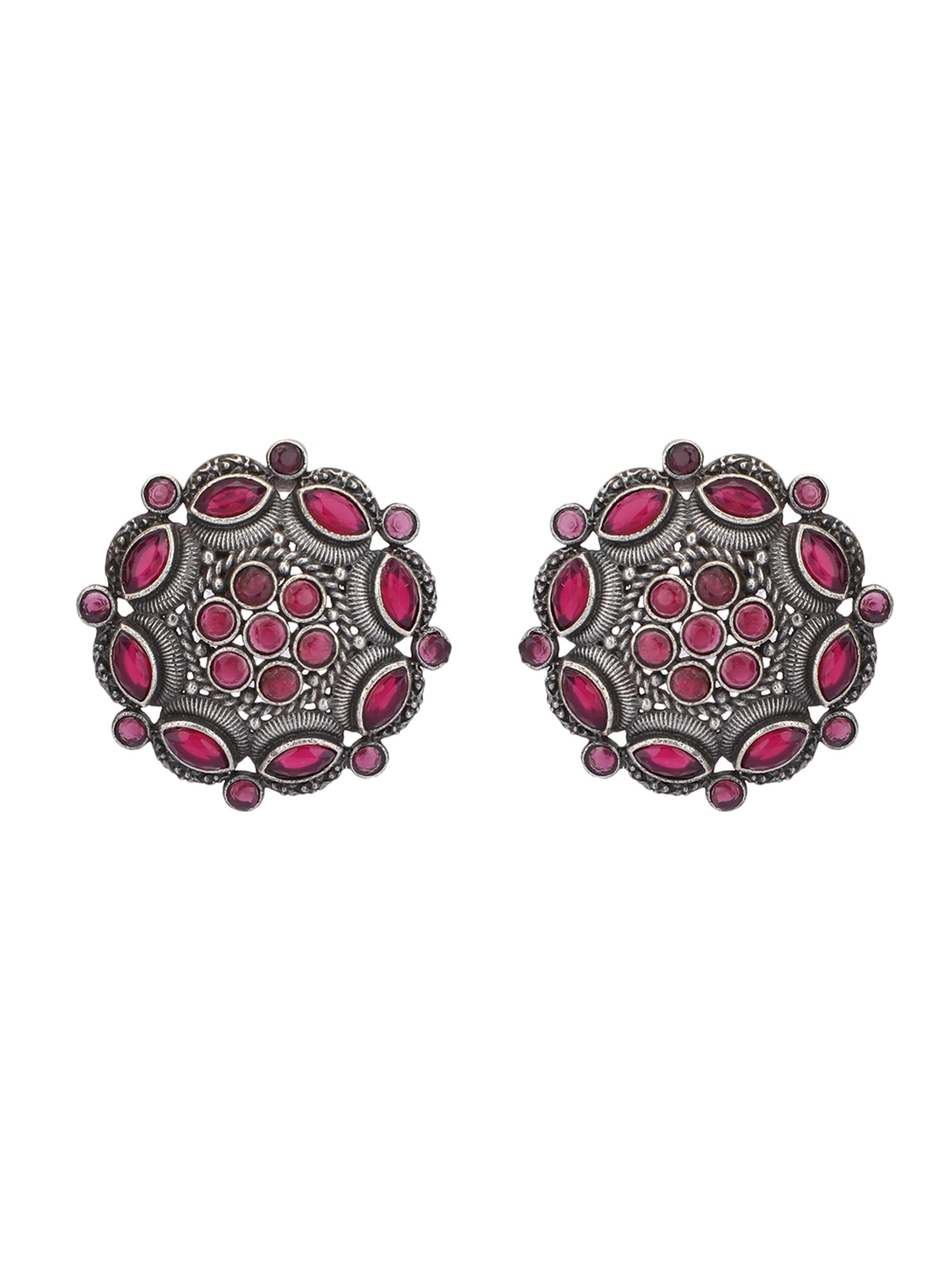 Elegant Oxidized Red Stud Earrings for Women and Girls