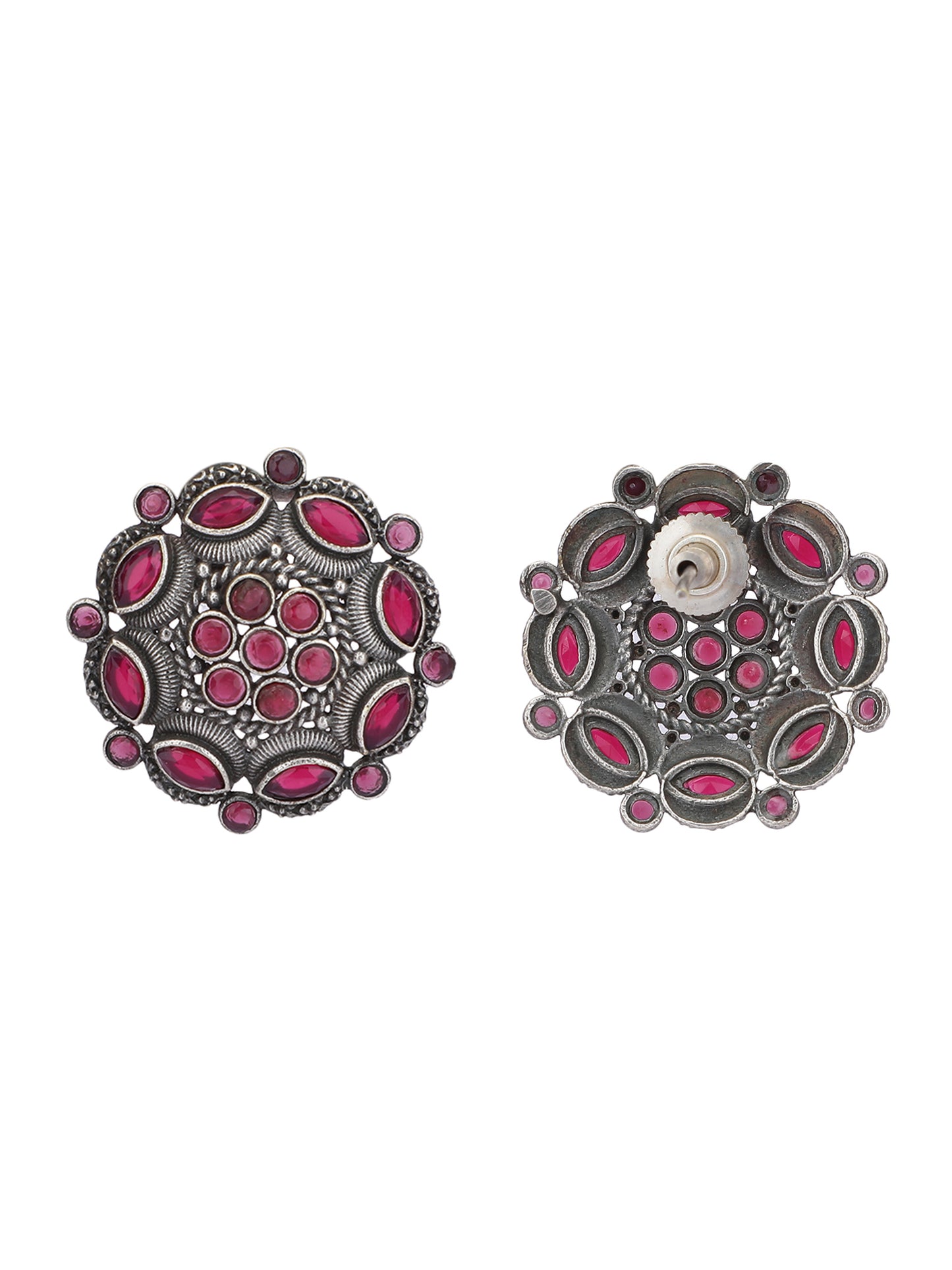 Elegant Oxidized Red Stud Earrings for Women and Girls