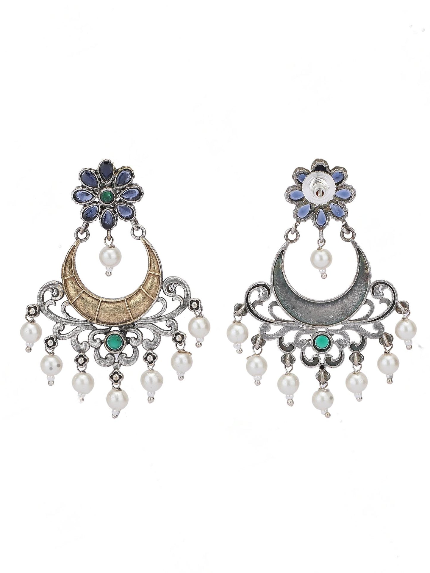 Classic Oxidized Gold and Silver Earrings for Women and Girls
