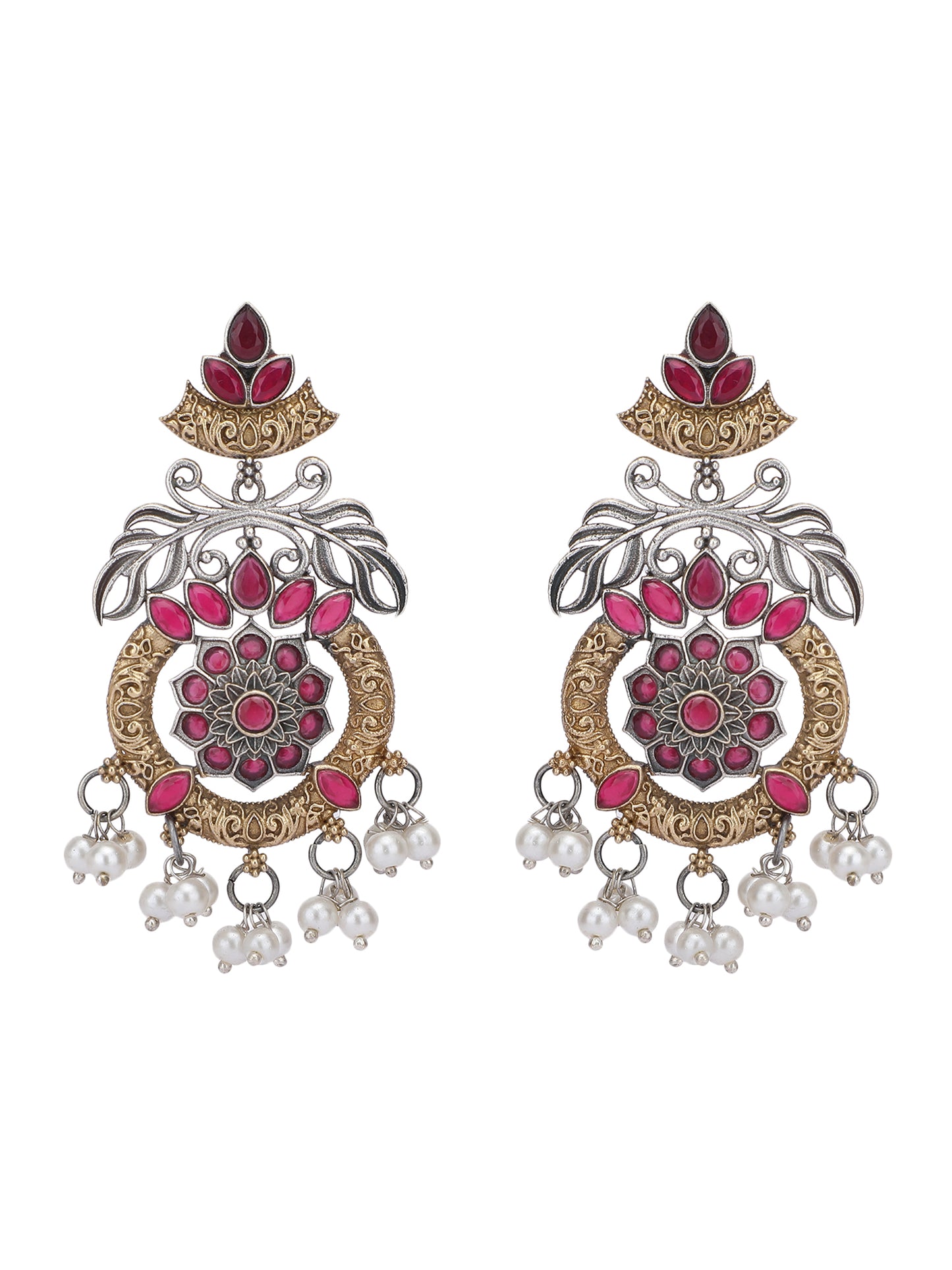 Elegant Oxidized Red and Gold Earring Set for Women and Girls