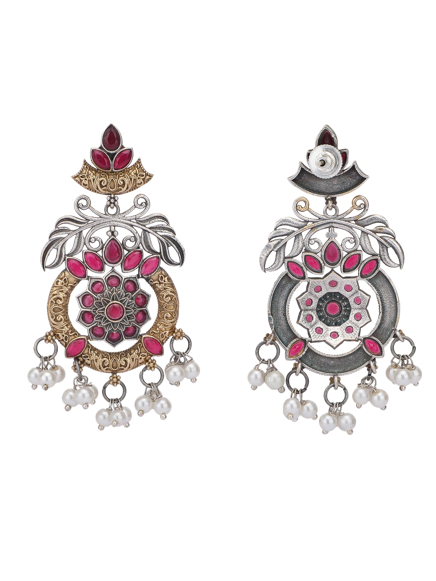 Elegant Oxidized Red and Gold Earring Set for Women and Girls