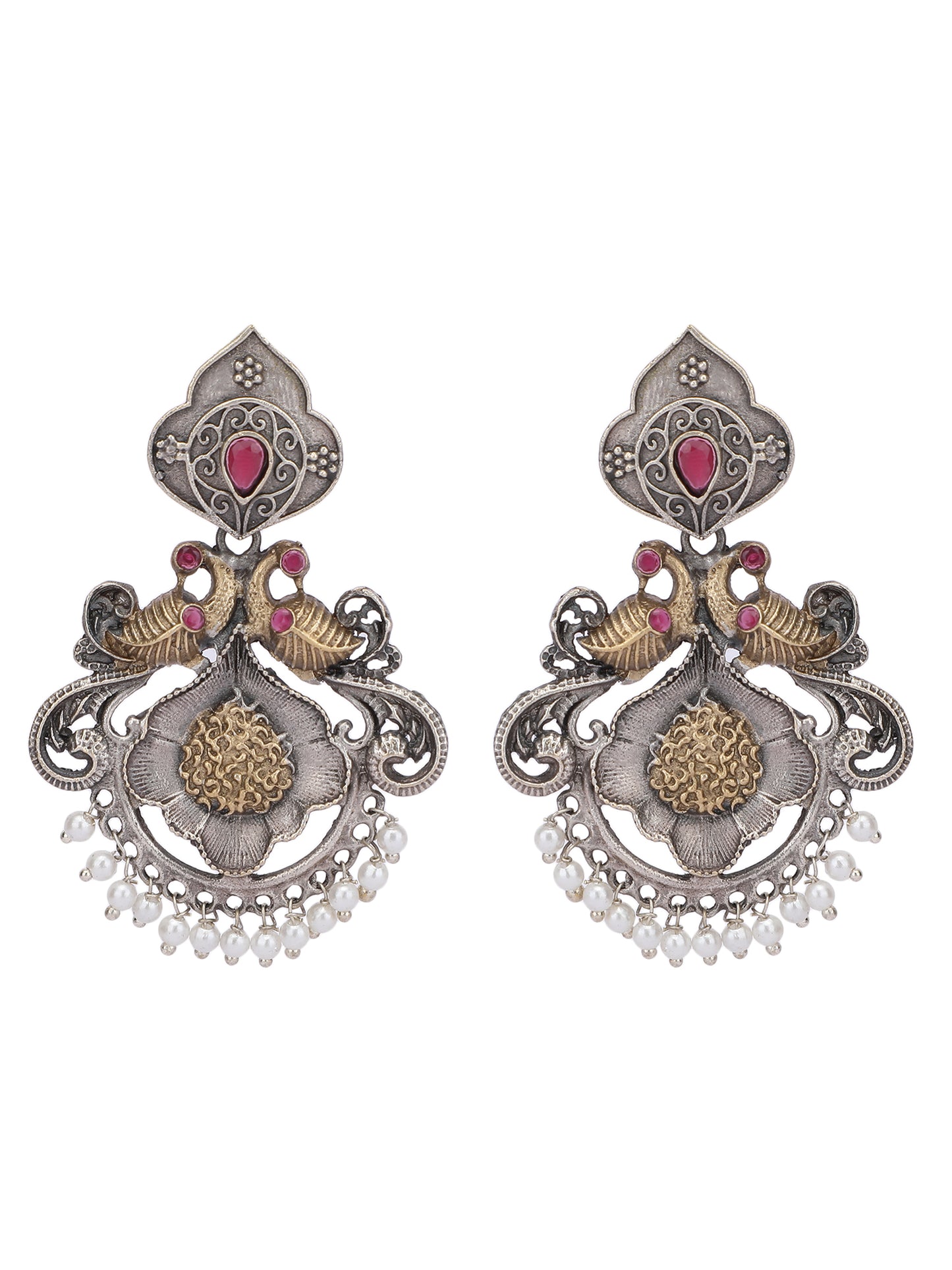 Classic Oxidized Red and Gold Earring Set for Women and Girls