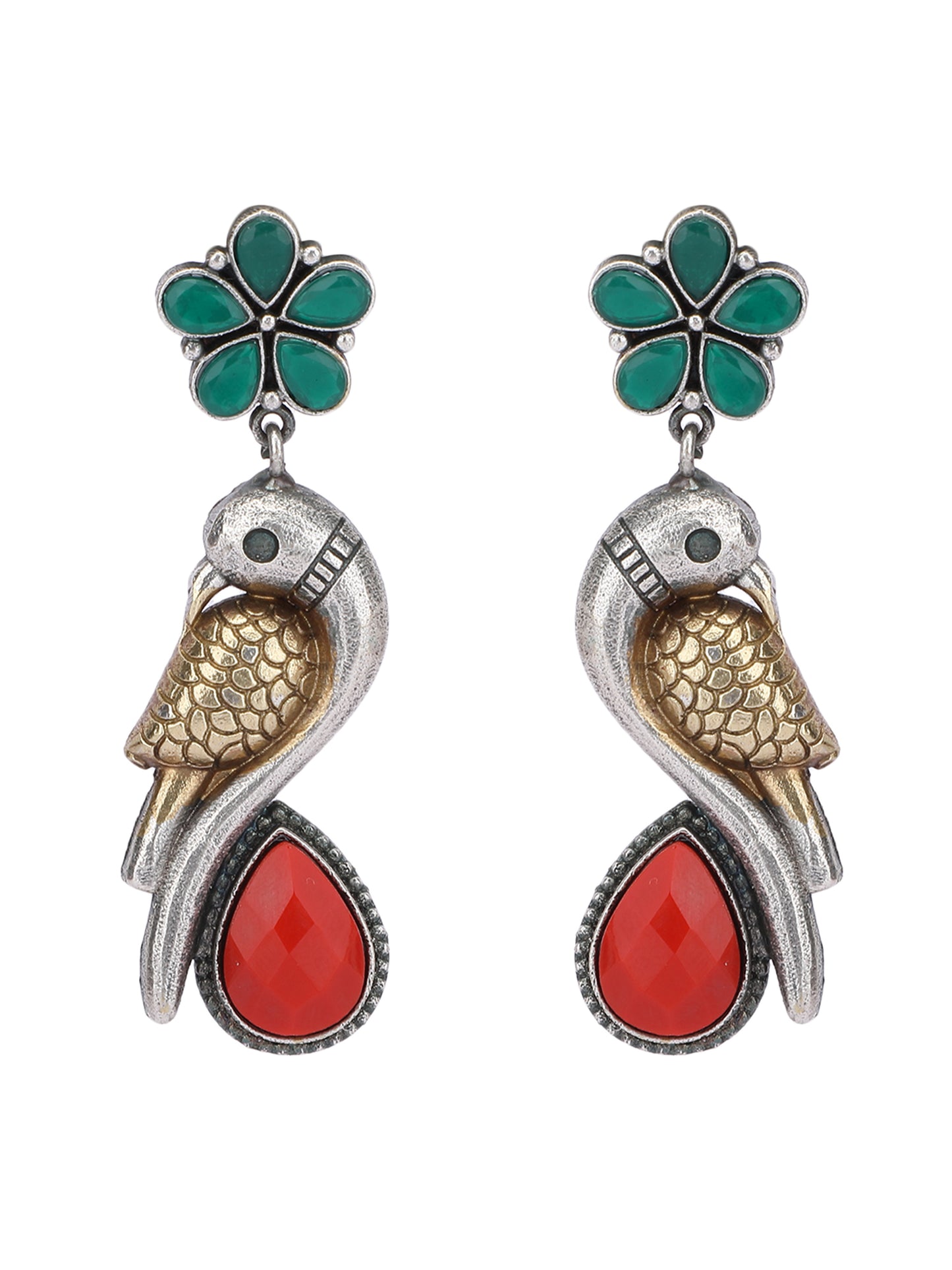 Classic Oxidized Green and Gold Earring Set for Women and Girls