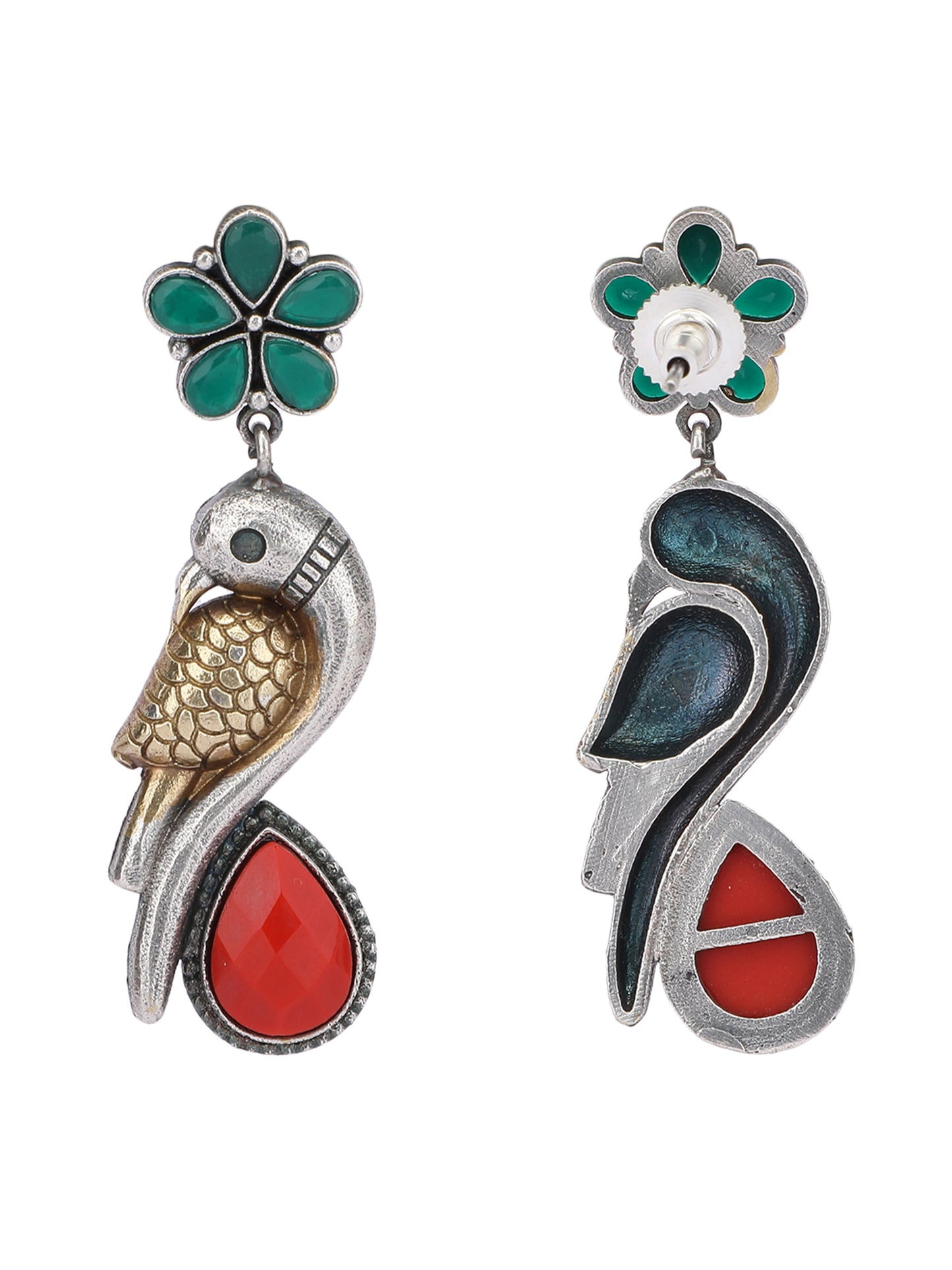 Classic Oxidized Green and Gold Earring Set for Women and Girls