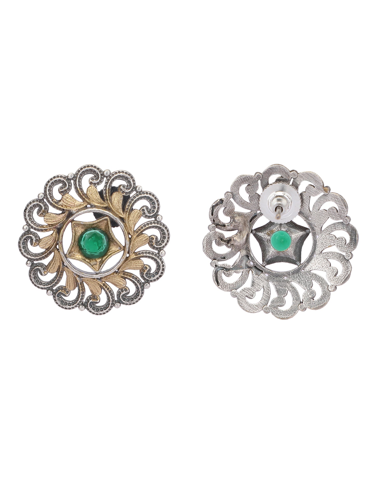 Classic Oxidized Green and Grey Earring Set for Women and Girls
