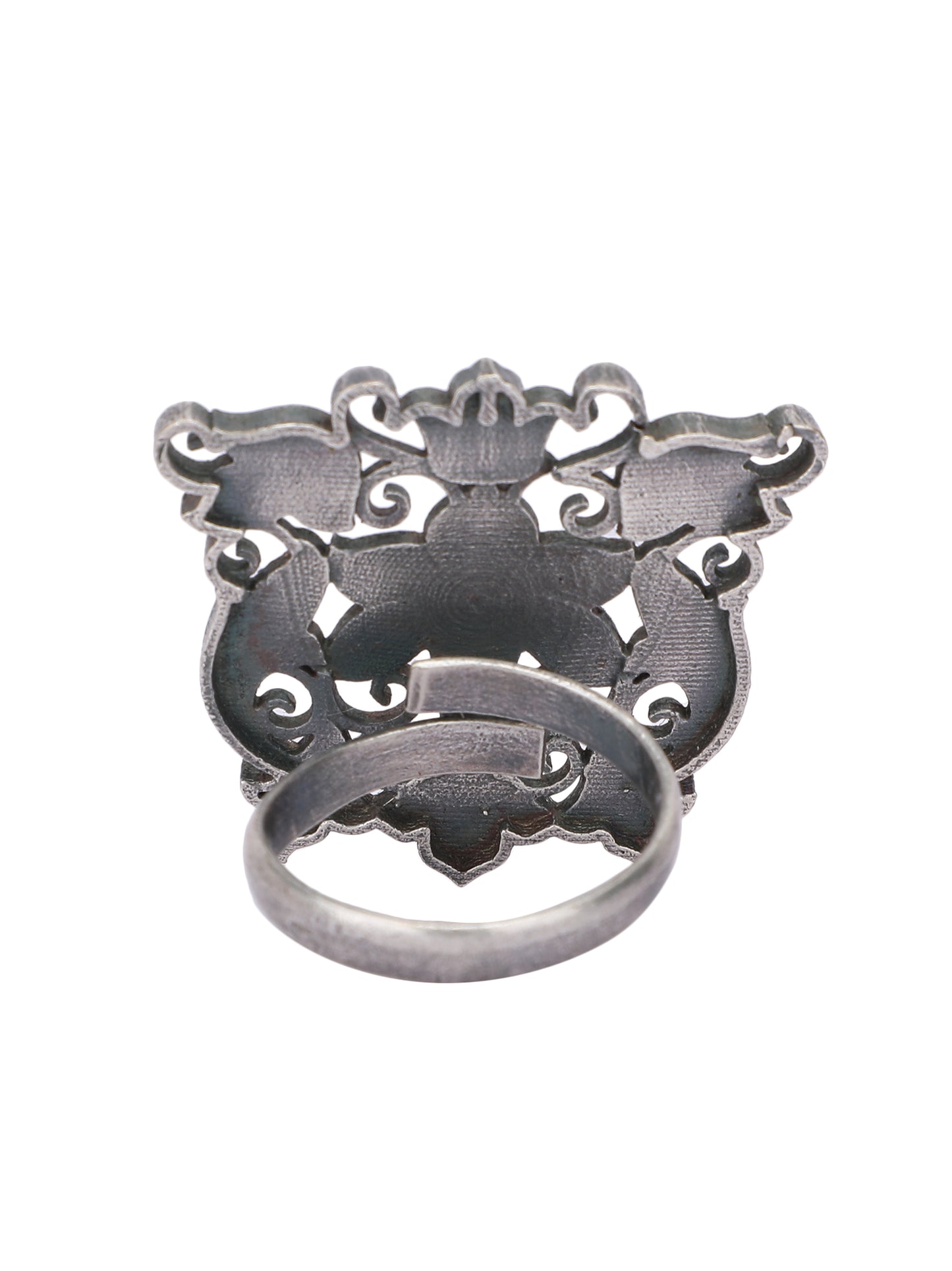 Oxidized Adjustable Blue Finger Ring