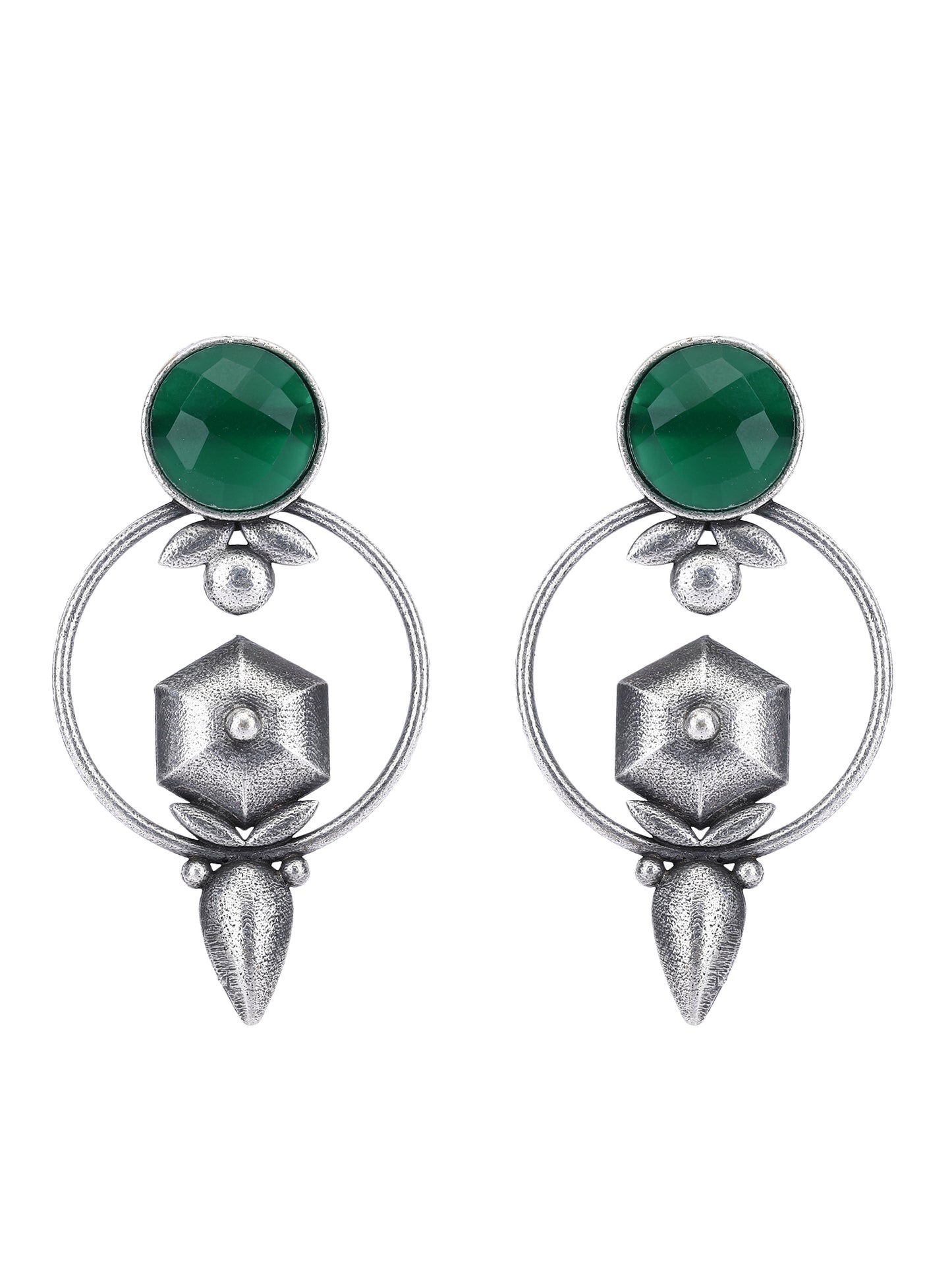 Elegant Oxidised Green Earrings Set for Women & Girls