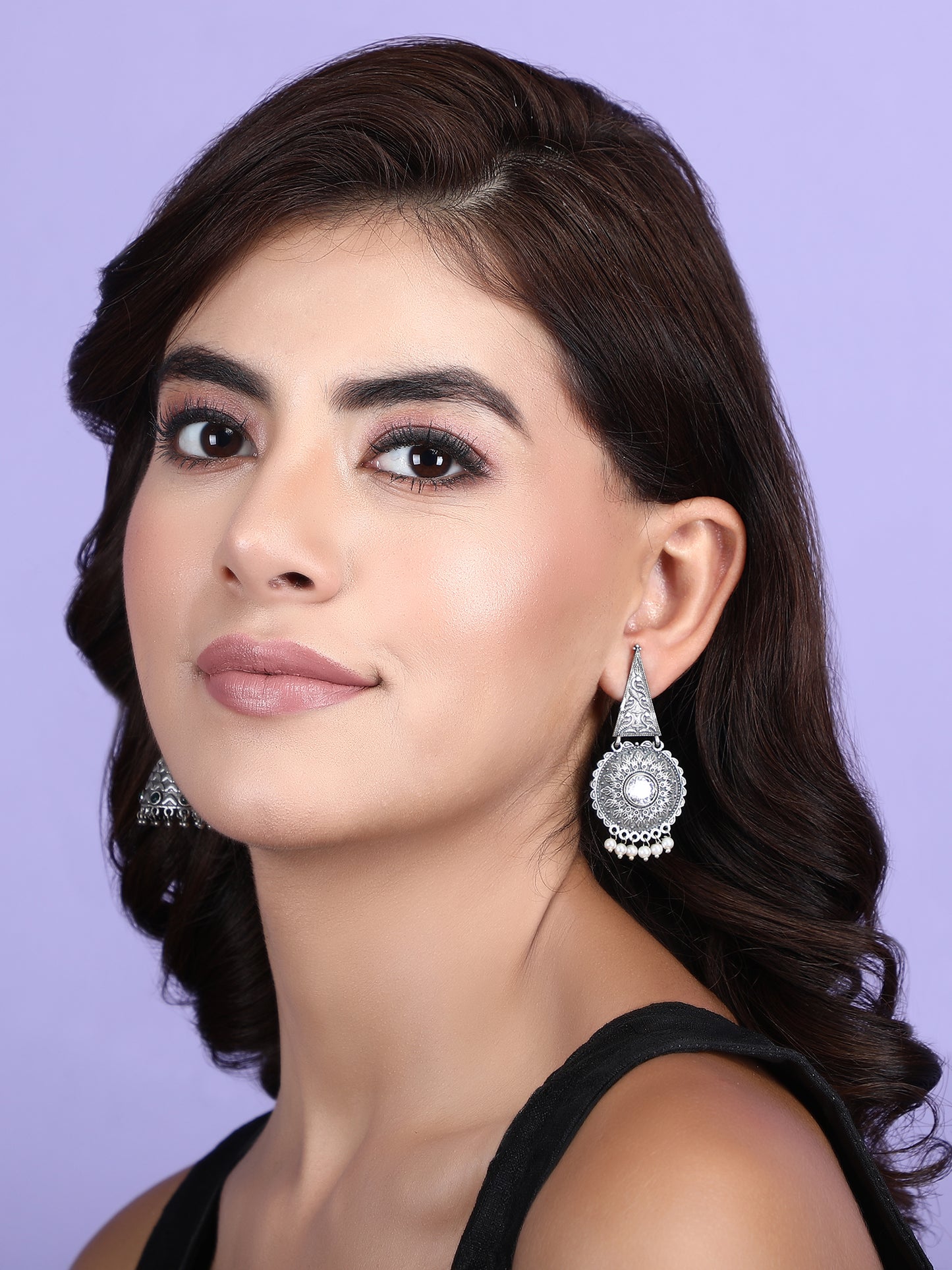 Classic Oxidised Grey Earring Set