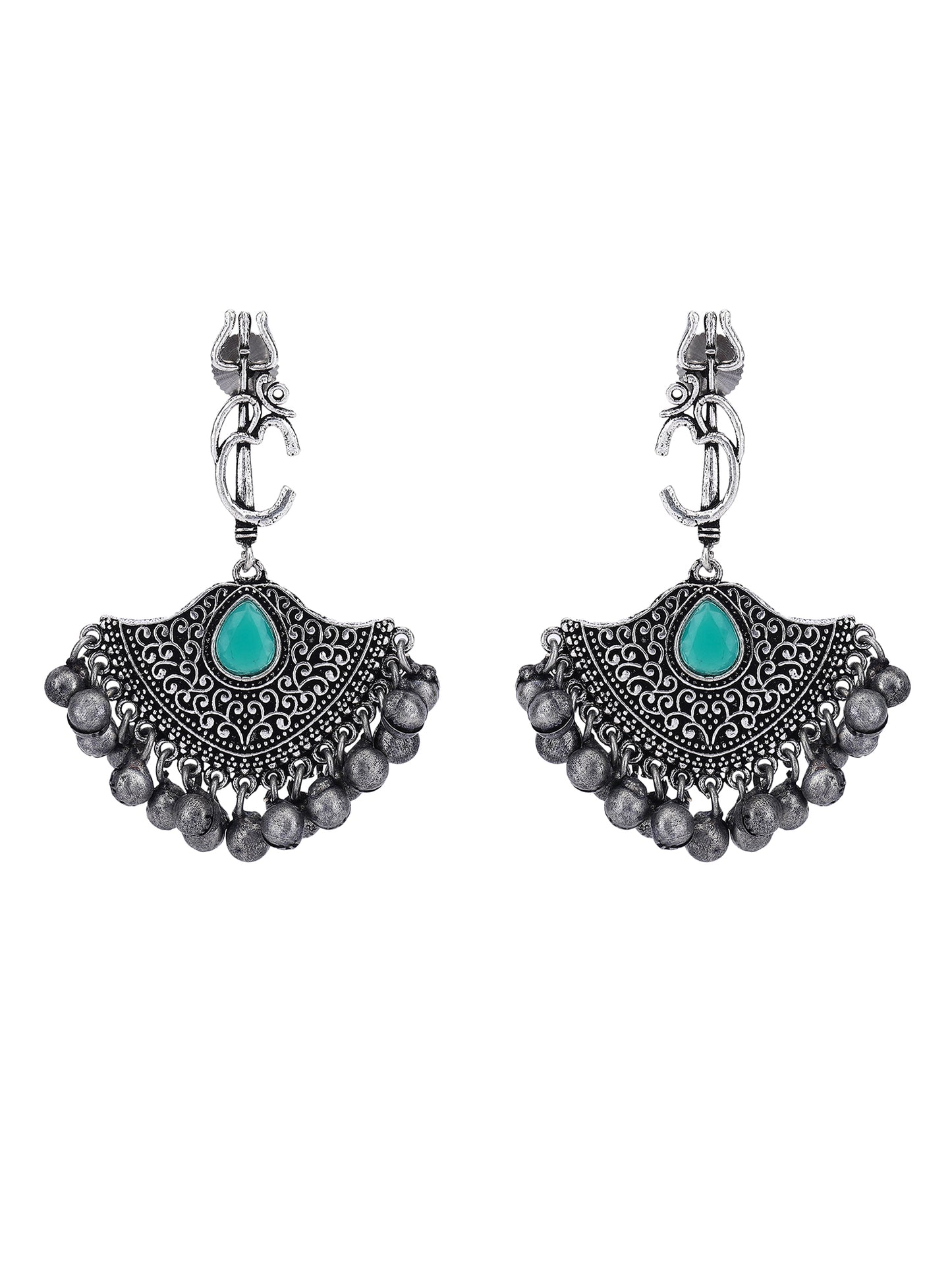 Vintage oxidized silver-plated earrings