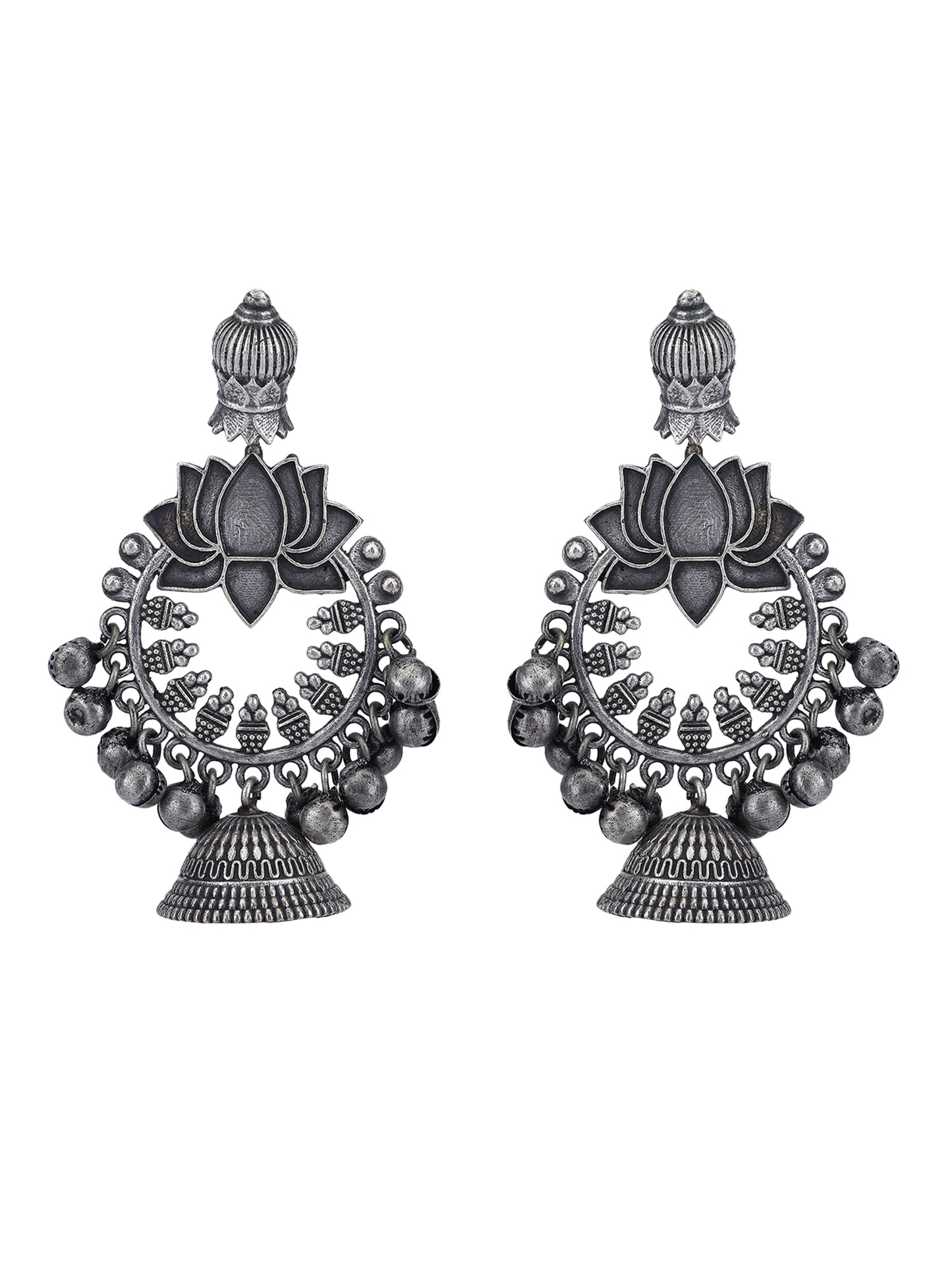 Oxidised Grey Earrings for Women & Girls
