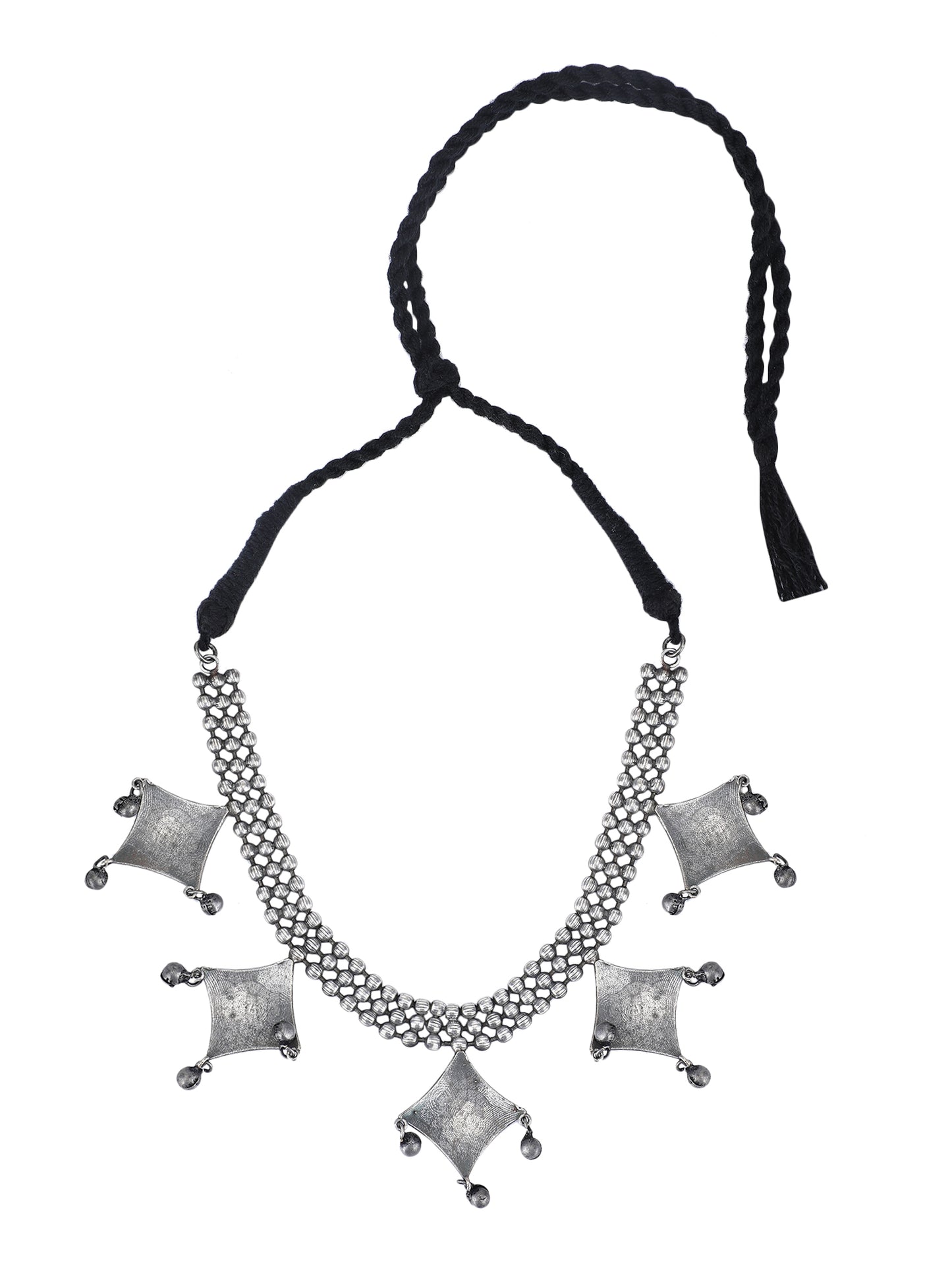 Traditional Oxidized Grey Necklace Set with Earrings