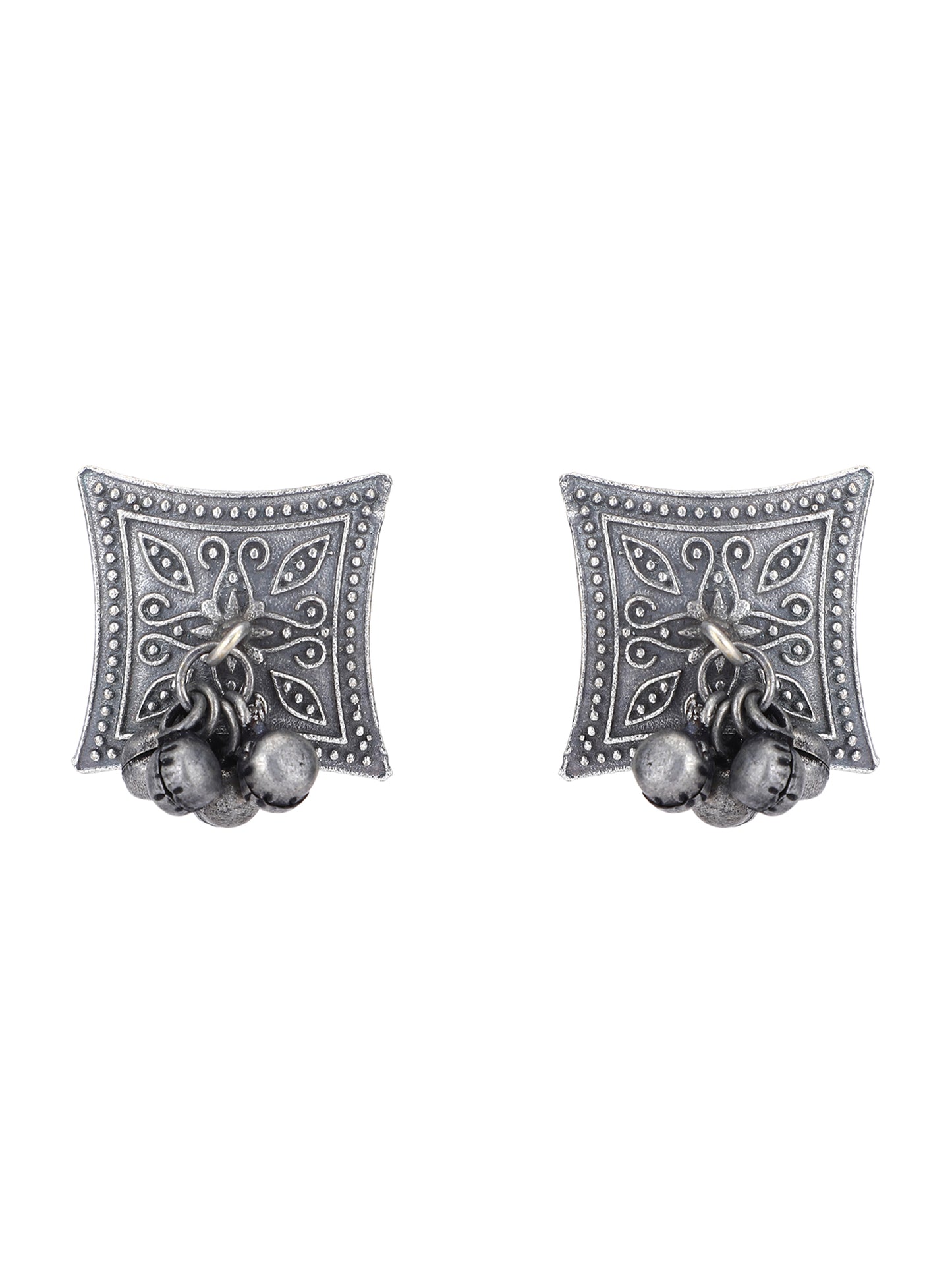 Traditional Oxidized Grey Earrings