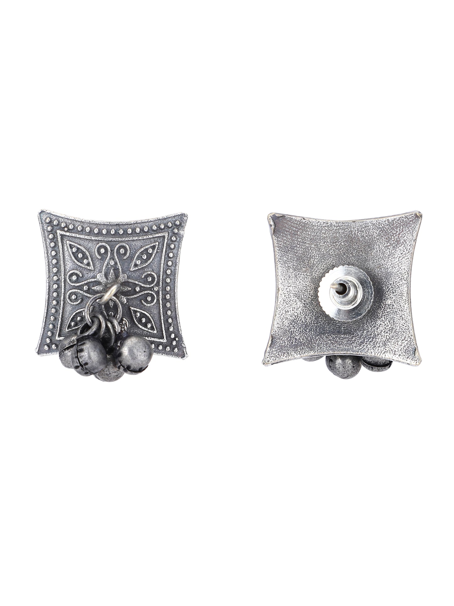Traditional Oxidized Grey Earrings