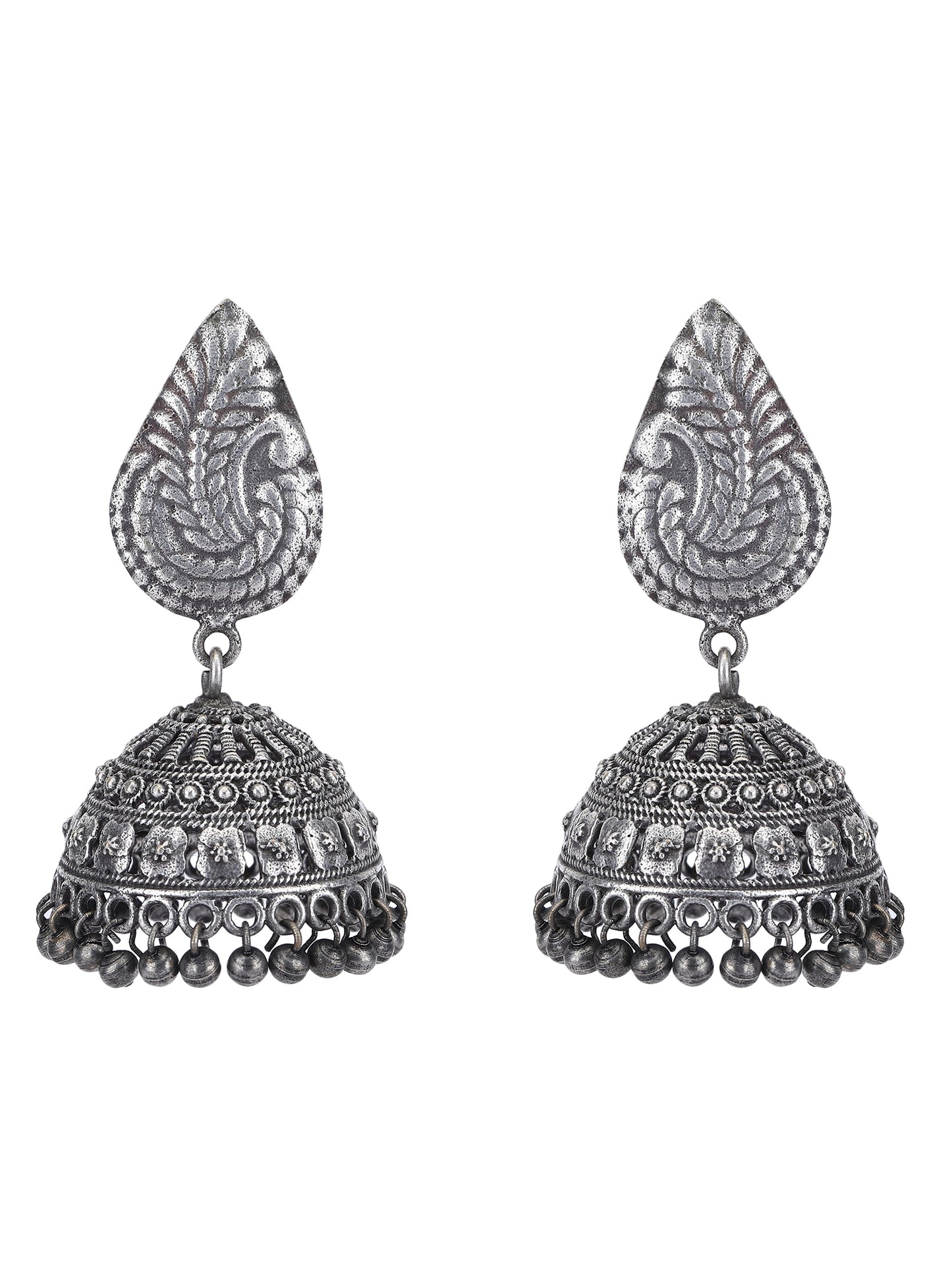Antique Oxidized Silver Jhumka Earrings
