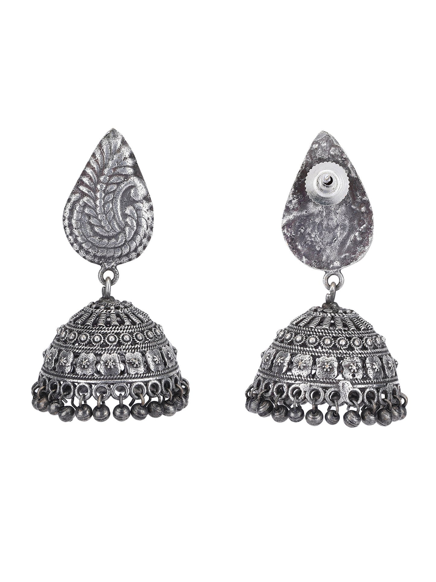 Antique Oxidized Silver Jhumka Earrings